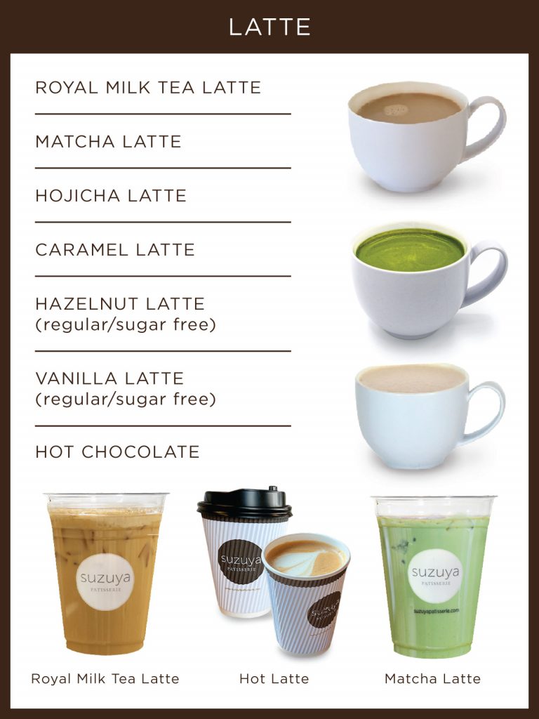 latte menu Suzuya Patisserie & cafe in Las Vegas